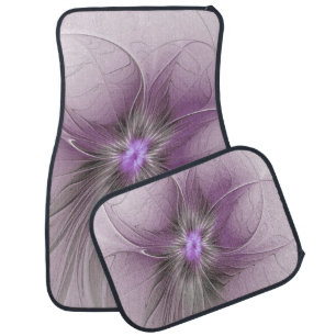 Little Beauty Modern Mauve Gray Fractal Art Flower Car Floor Mat