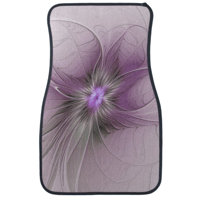 Little Beauty Modern Mauve Gray Fractal Art Flower Car Floor Mat (Front)