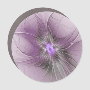 Little Beauty Modern Mauve Gray Fractal Art Flower Car Magnet