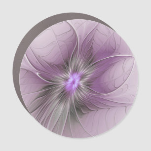 Little Beauty Modern Mauve Gray Fractal Art Flower Car Magnet