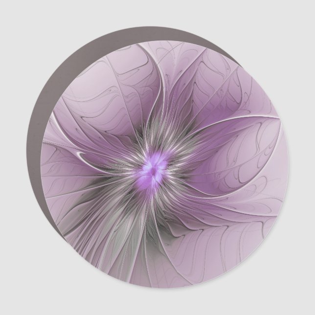 Little Beauty Modern Mauve Gray Fractal Art Flower Car Magnet (Front)