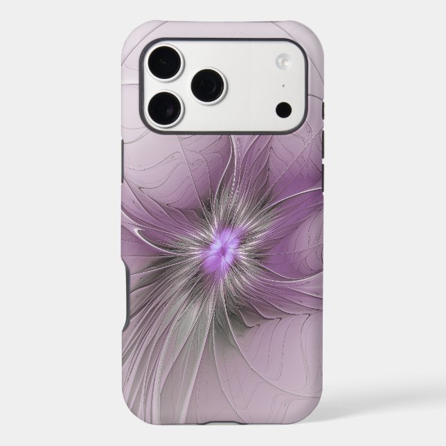 Little Beauty Modern Mauve Gray Fractal Art Flower Case-Mate iPhone Case (Back)