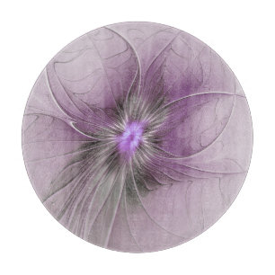 Little Beauty Modern Mauve Gray Fractal Art Flower Cutting Board