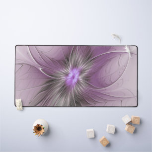 Little Beauty Modern Mauve Gray Fractal Art Flower Desk Mat