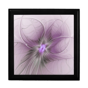 Little Beauty Modern Mauve Gray Fractal Art Flower Gift Box