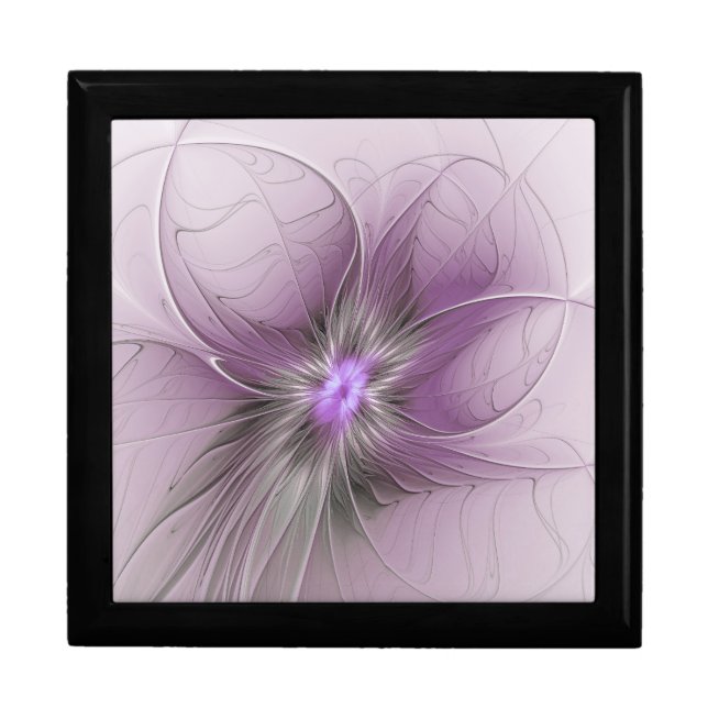 Little Beauty Modern Mauve Gray Fractal Art Flower Gift Box (Front)