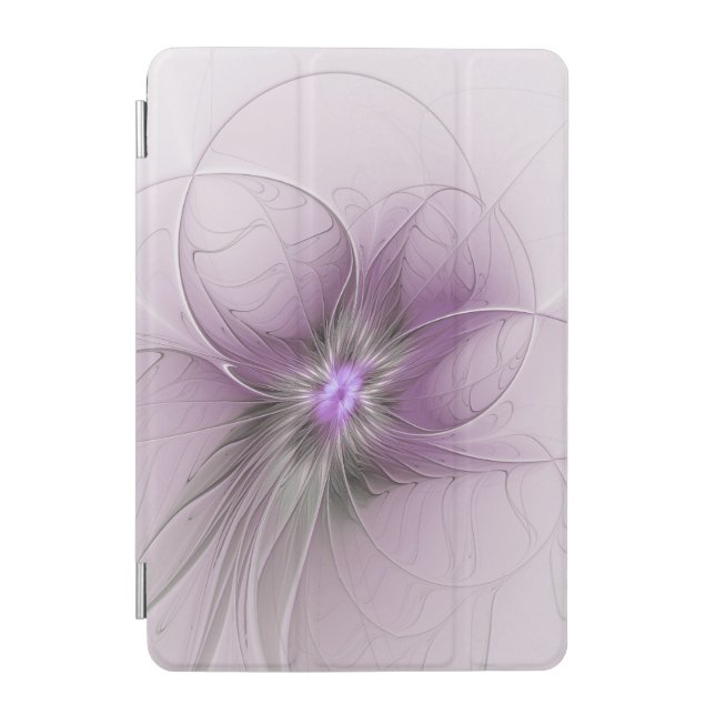 Little Beauty Modern Mauve Gray Fractal Art Flower iPad Mini Cover (Front)