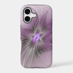 Little Beauty Modern Mauve Gray Fractal Art Flower iPhone 17 Case
