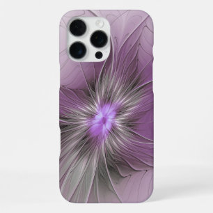 Little Beauty Modern Mauve Gray Fractal Art Flower iPhone 16 Pro Max Case