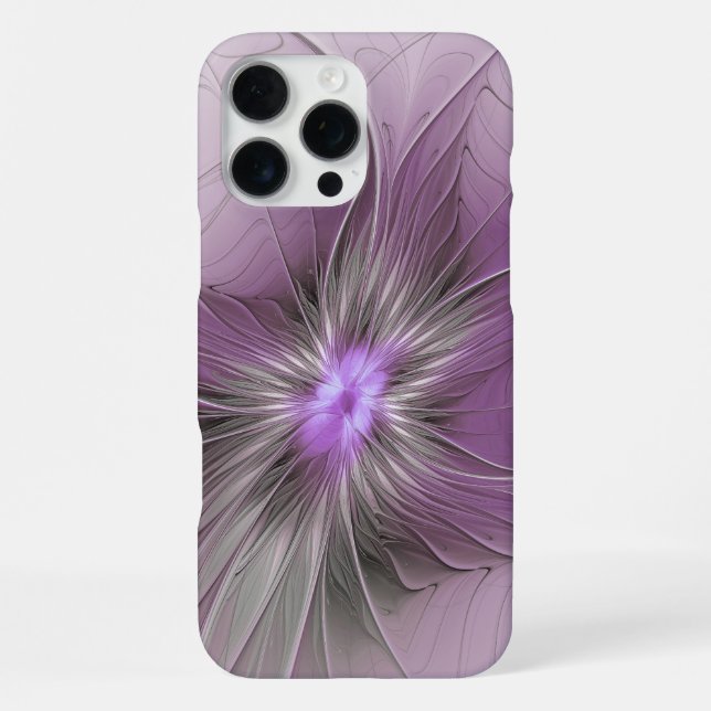 Little Beauty Modern Mauve Gray Fractal Art Flower iPhone Case (Back)