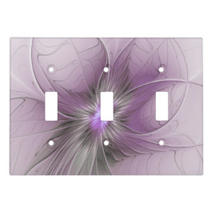 Little Beauty Modern Mauve Gray Fractal Art Flower Light Switch Cover