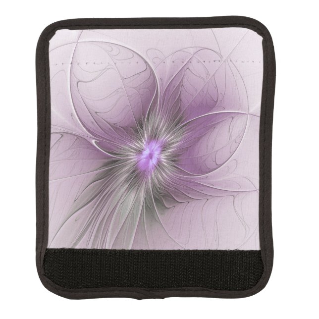 Little Beauty Modern Mauve Gray Fractal Art Flower Luggage Handle Wrap (Front)
