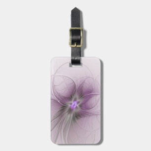 Little Beauty Modern Mauve Gray Fractal Art Flower Luggage Tag