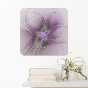 Little Beauty Modern Mauve Gray Fractal Art Flower Metal Sign