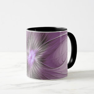 Little Beauty Modern Mauve Gray Fractal Art Flower Mug