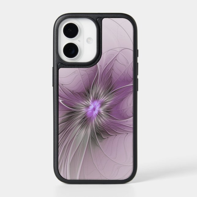 Little Beauty Modern Mauve Gray Fractal Art Flower Otterbox iPhone Case (Back)