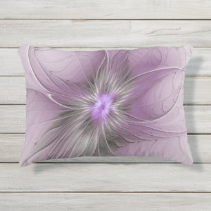 Little Beauty Modern Mauve Gray Fractal Art Flower Outdoor Pillow
