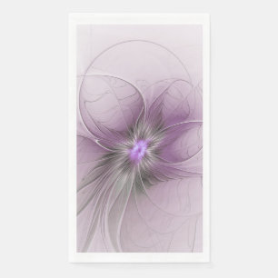 Little Beauty Modern Mauve Gray Fractal Art Flower Paper Guest Towels