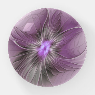 Little Beauty Modern Mauve Gray Fractal Art Flower Paperweight