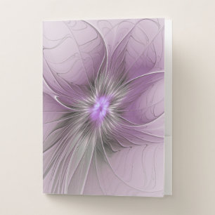 Little Beauty Modern Mauve Gray Fractal Art Flower Pocket Folder