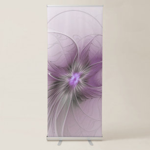 Little Beauty Modern Mauve Gray Fractal Art Flower Retractable Banner