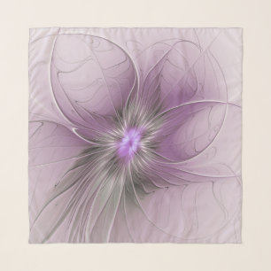 Little Beauty Modern Mauve Gray Fractal Art Flower Scarf
