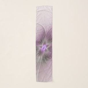 Little Beauty Modern Mauve Gray Fractal Art Flower Scarf
