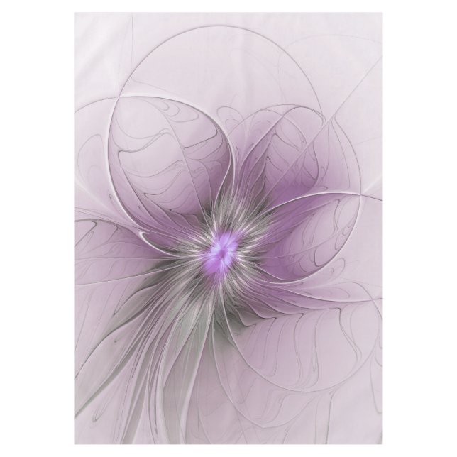 Little Beauty Modern Mauve Gray Fractal Art Flower Tablecloth (Front)