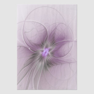 Little Beauty Modern Mauve Gray Fractal Art Flower Tissue Paper