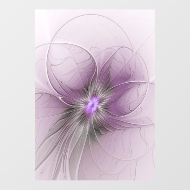 Little Beauty Modern Mauve Gray Fractal Art Flower Window Cling (Sheet)