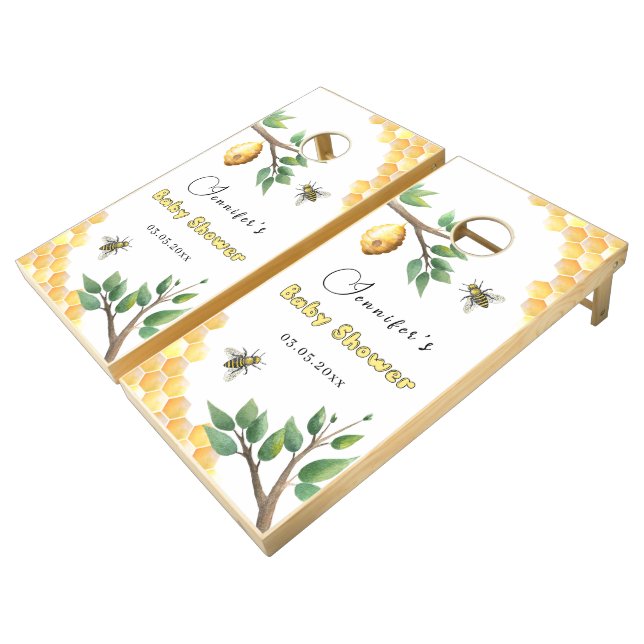 Little Bee Baby Shower Cornhole Set (Angled)