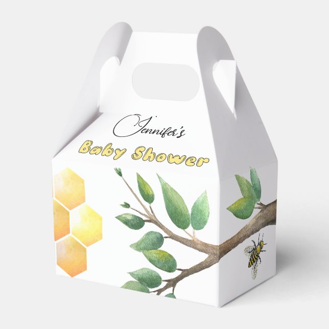Little Bee Baby Shower Favor Box (Front Side)