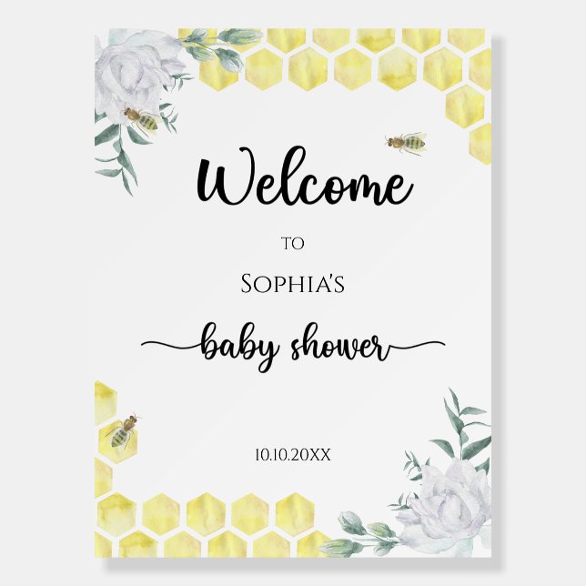 Little Bee baby shower foam board (Front)