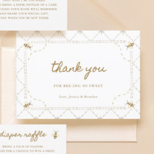 Little Bee Baby Shower Letterpress Thank You Card