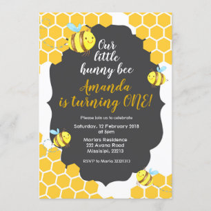 Little Bee Birthday Invitation for boy or girl