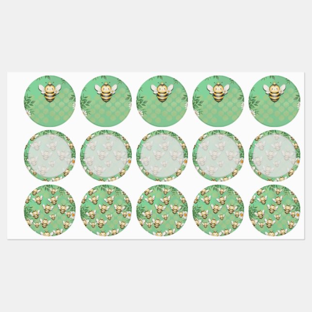 Little bee buzz food drink label stickers (Sheet)