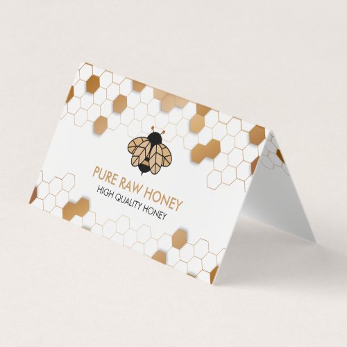 Little Bee flying on the Gold Honeycomb Apiarist Business Card