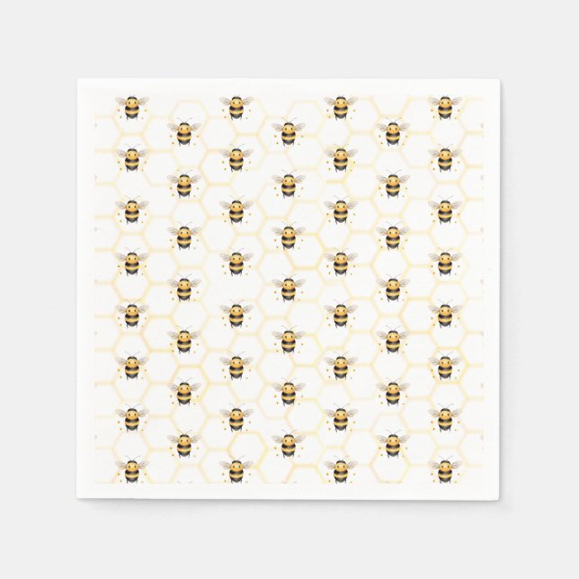 Little Bee Gender Neutral Honeycomb Baby Shower Napkins (Front)