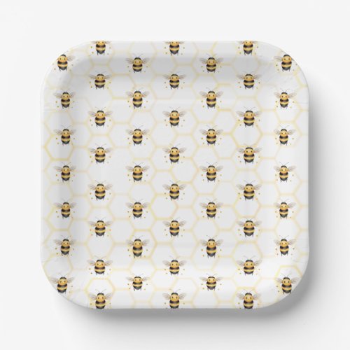 Little Bee Gender Neutral Honeycomb Baby Shower Paper Plates