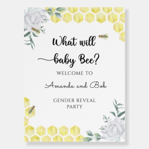 Little Bee Gender reveal party Foam Board