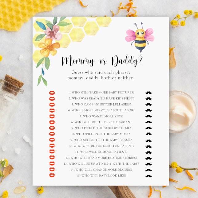 Little Bee - mommy or daddy baby shower game (Creator Uploaded)