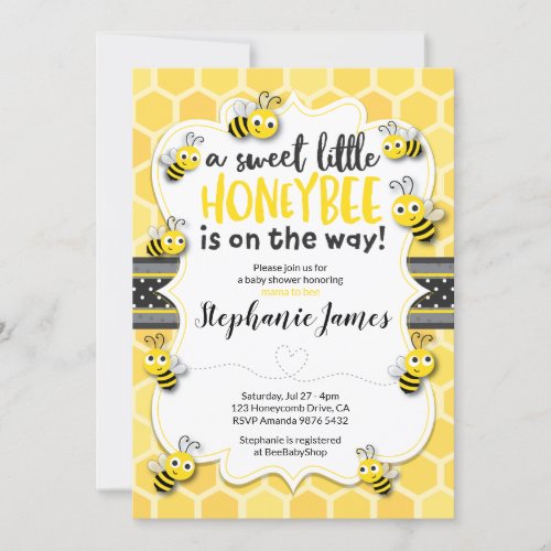 Little Bee on the Way  Bee Baby Shower Invitation