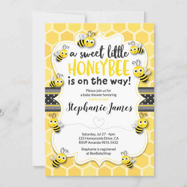 Little Bee on the Way | Bee Baby Shower Invitation (Front)