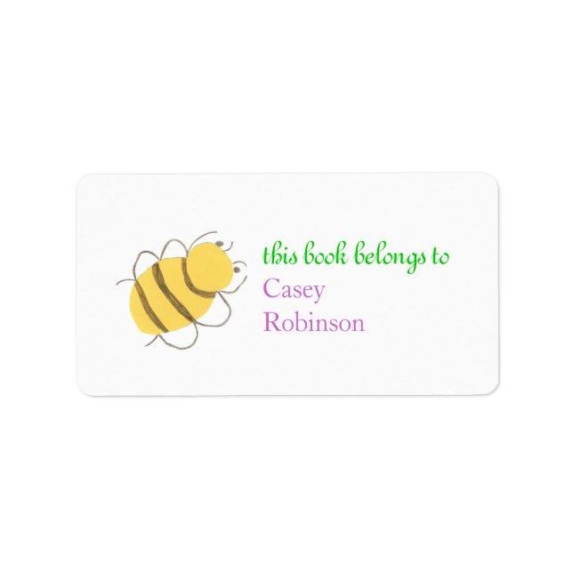 Little bee personalized bookplate (Front)