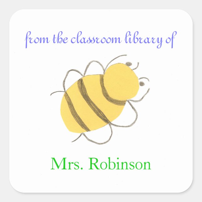 Little bee personalized bookplates for teacher (Front)