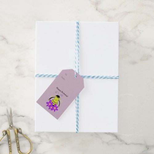 Little Bee With Purple Flowers Gift Tags