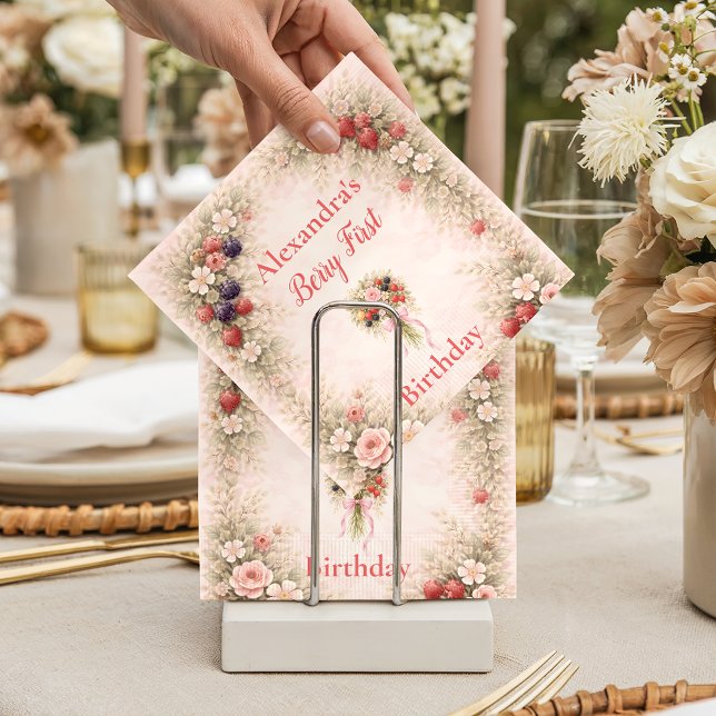 Little Berry Celebration 1st Birthday Napkins (Creator Uploaded)