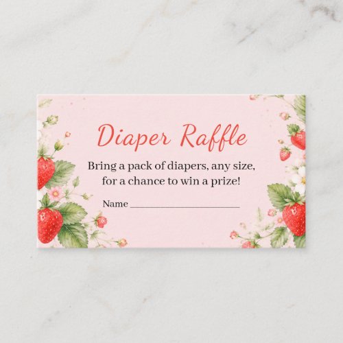 Little Berry Strawberry Baby Shower Diaper Raffle Enclosure Card
