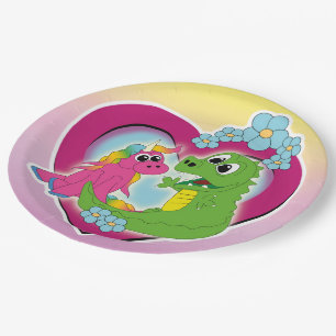 little best friends - unicorn and dragon paper plates