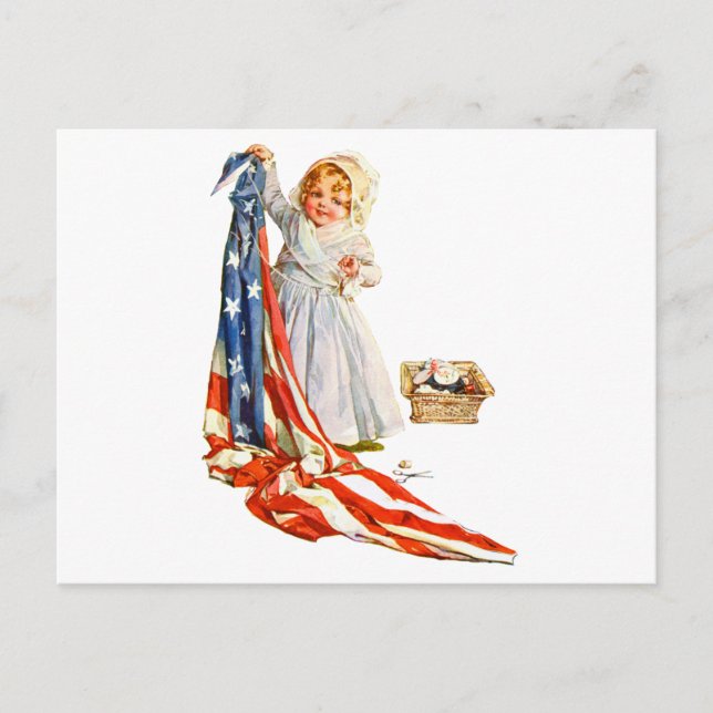 Little Betsy Ross and the America Flag Postcard (Front)